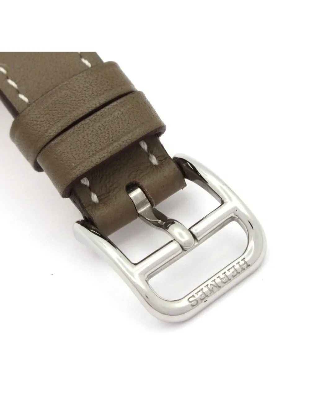 Hermes Watch Cape God Leather Strap Silver
